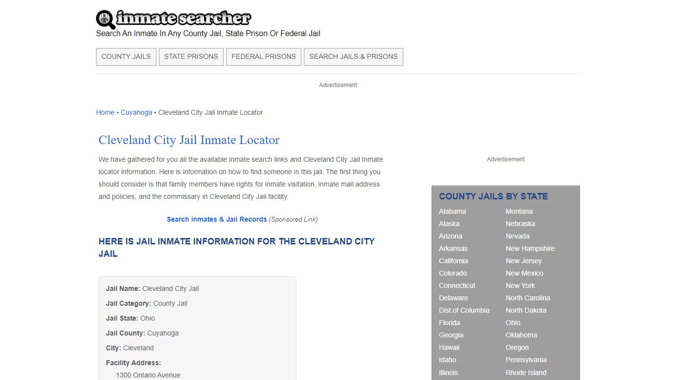 Cleveland City Jail Inmate Locator - Inmate Searcher