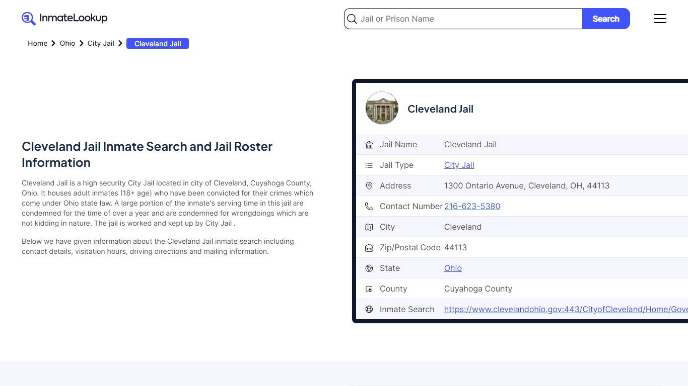 Cleveland Jail Inmate Search and Jail Roster Information - Inmate Lookup