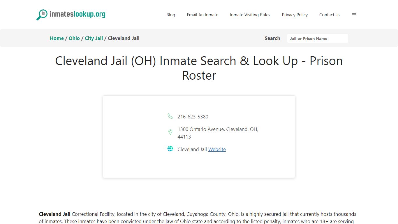 Cleveland Jail (OH) Inmate Search & Look Up - Prison Roster